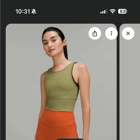 EUC Lululemon Athletica Power Pivot Tank Bronze Green size 10 Ribbed Tank - Picture 6 of 7